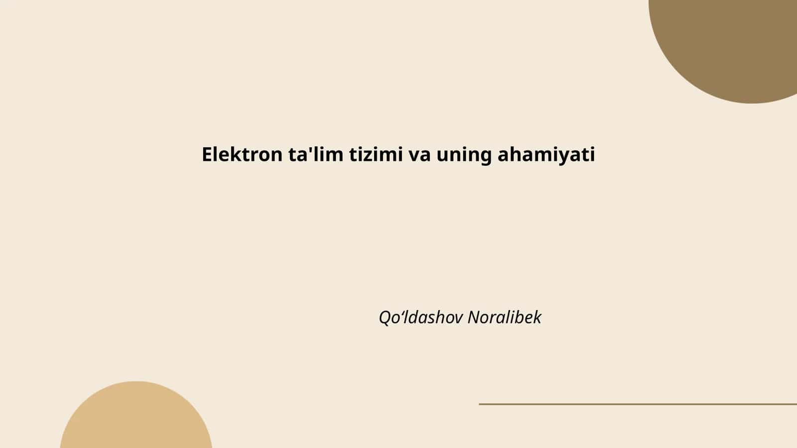 Elektron ta'lim tizimi va uning ahamiyati