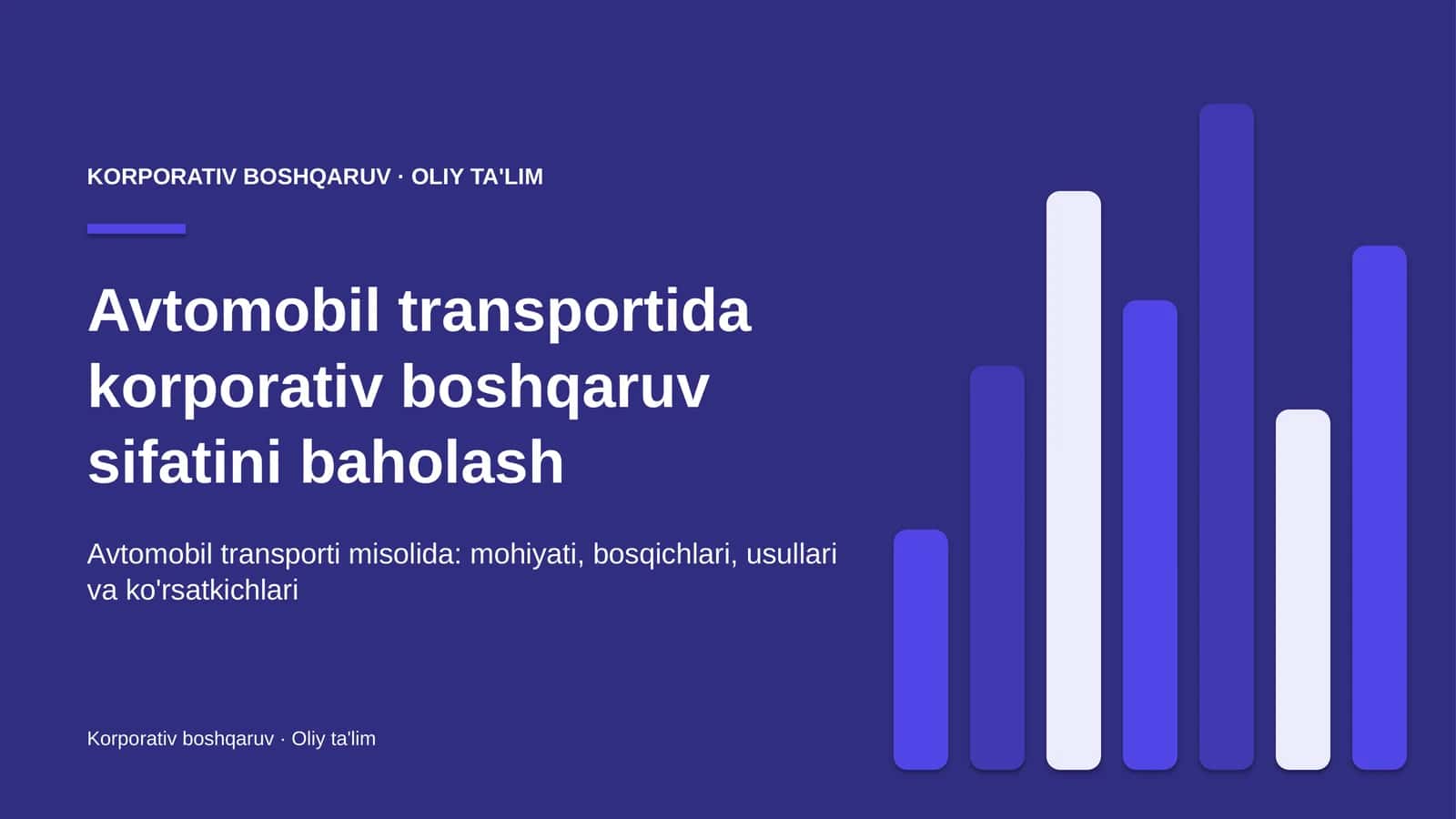 Avtomobil transportida korporativ boshqaruv sifatini baholash