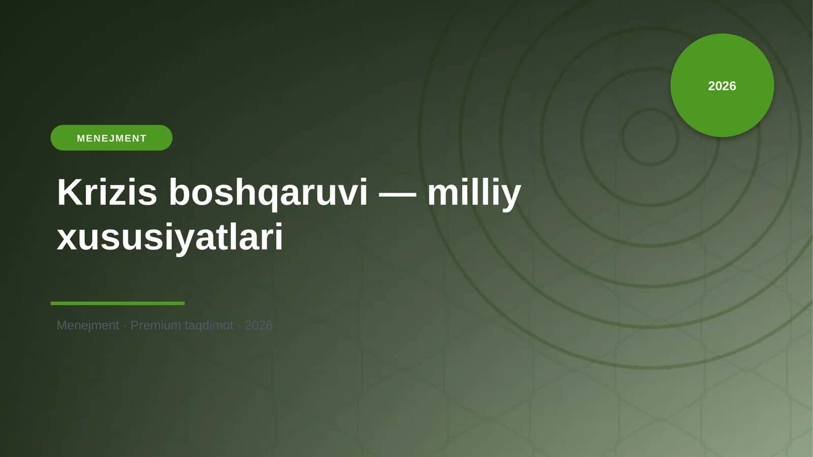 Krizis boshqaruvi — milliy xususiyatlari