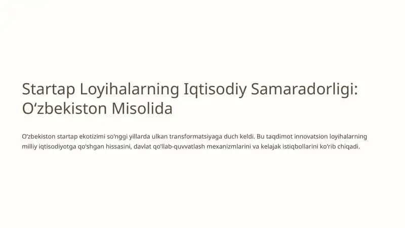 Oʻzbekiston Startap Ekotizimi