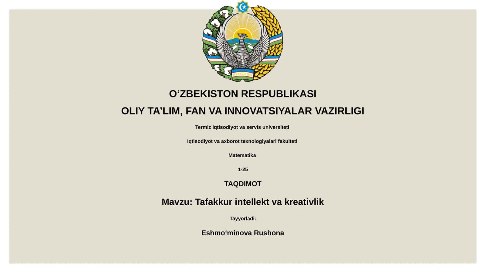 Tafakkur intellekt va kreativlik