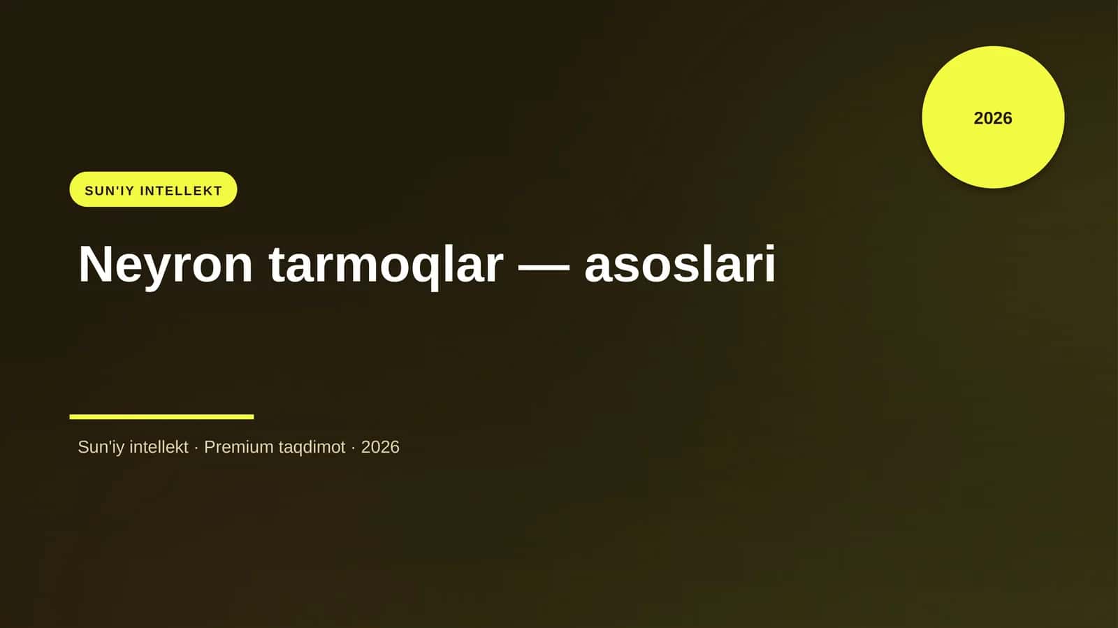 Neyron tarmoqlar — asoslari