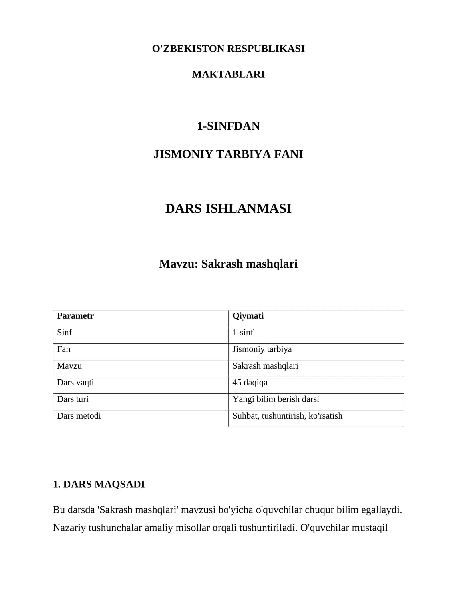 Sakrash mashqlari