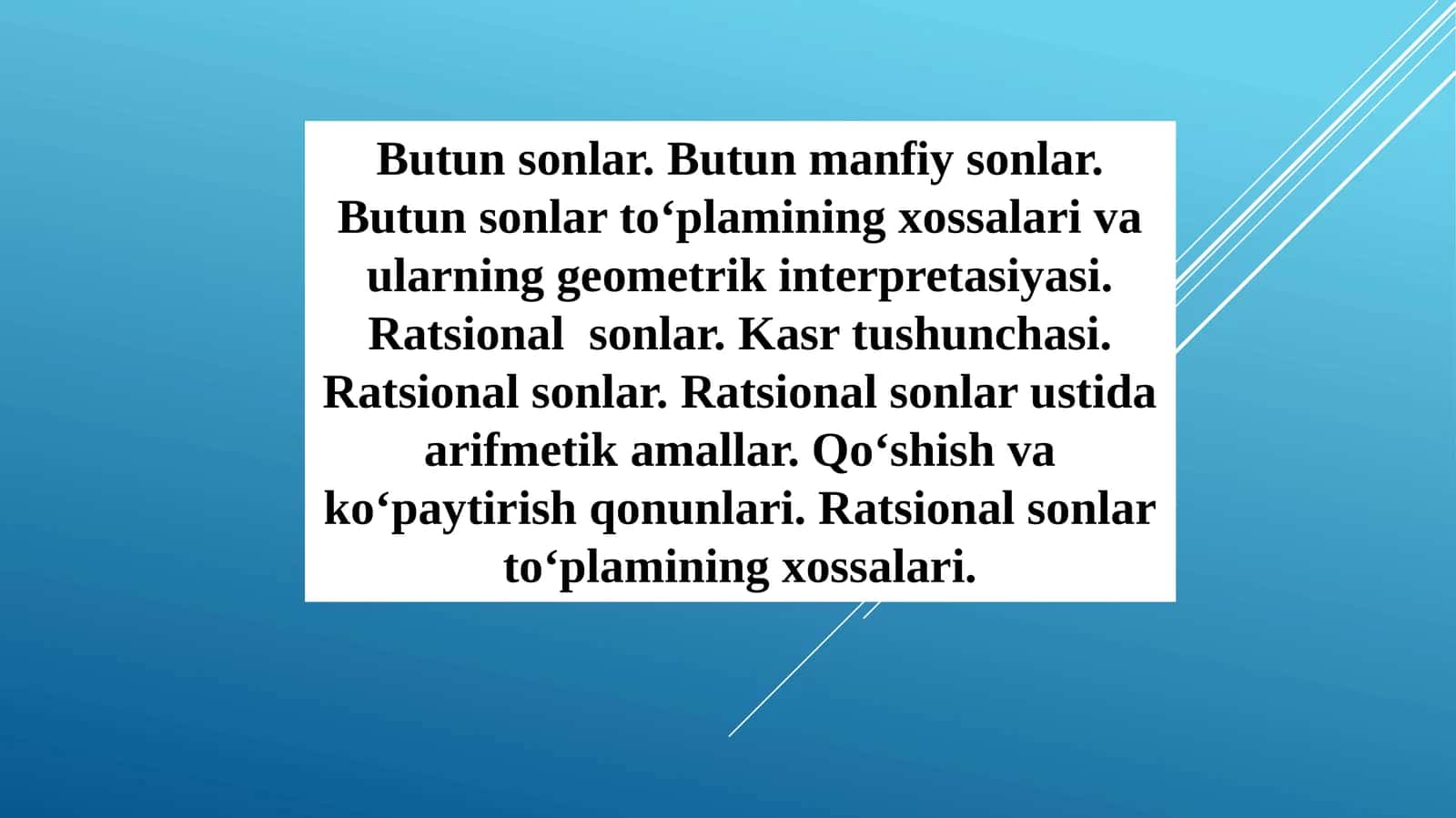 Ratsional sonlar va ularning geometrik interpretatsiyasi