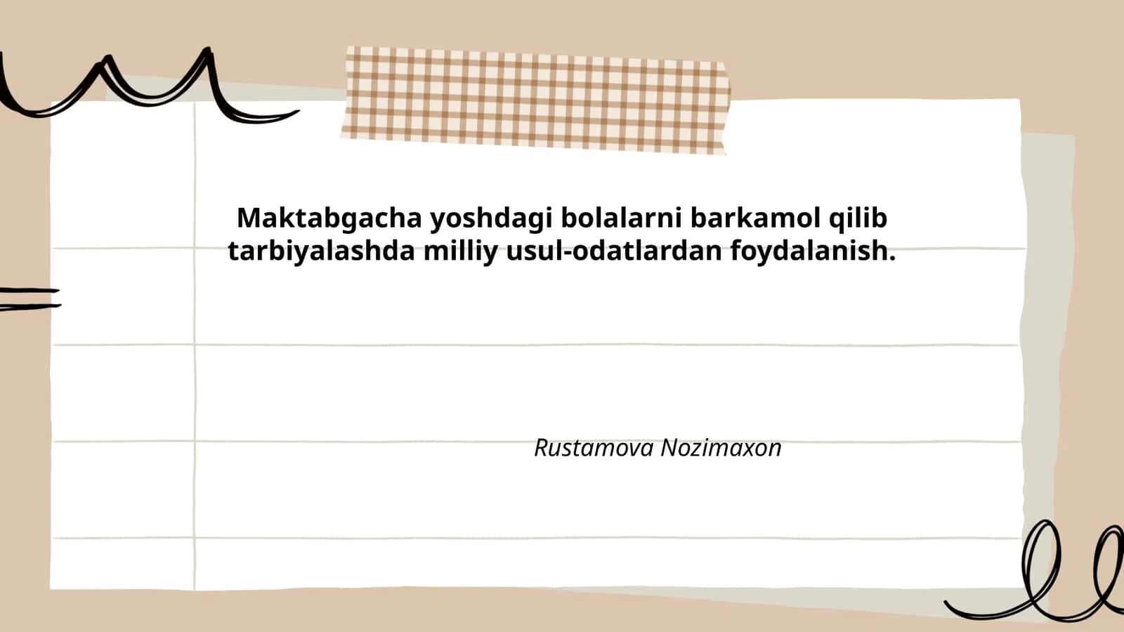 Maktabgacha yoshdagi bolalarni barkamol qilib tarbiyalashda milliy usul-odatlardan foydalanish