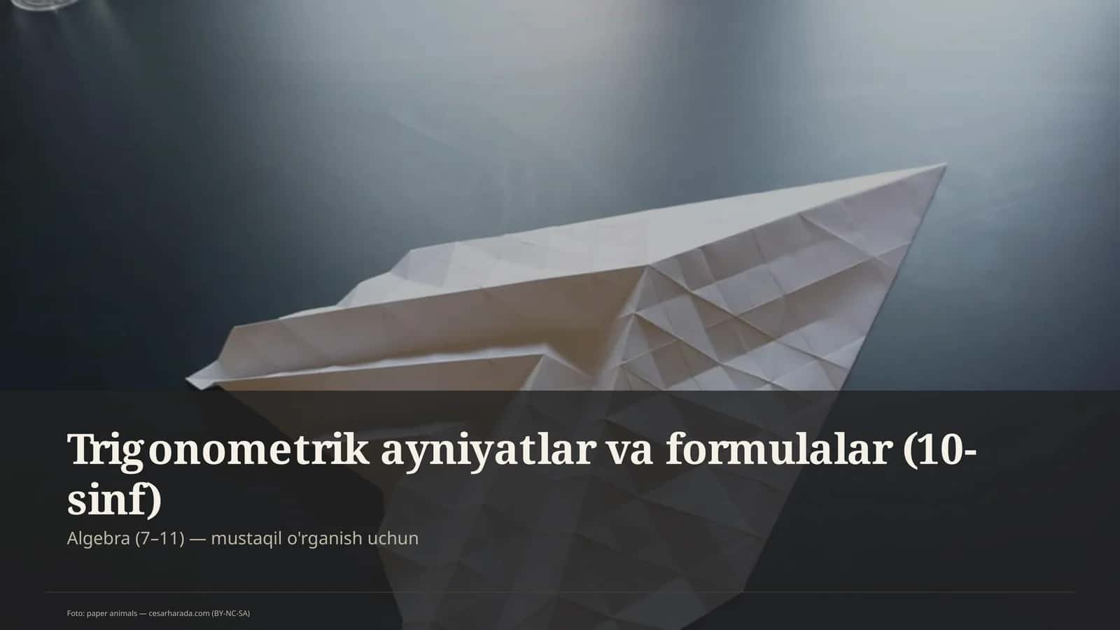 Trigonometrik ayniyatlar va formulalar (10-sinf)
