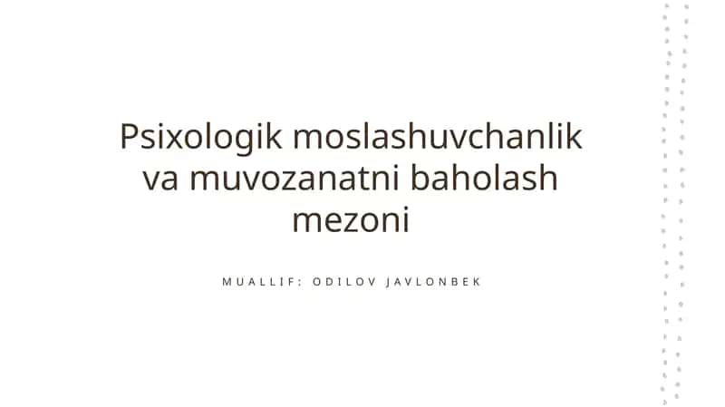 Psixologik moslashuvchanlik va muvozanatni baholash mezoni