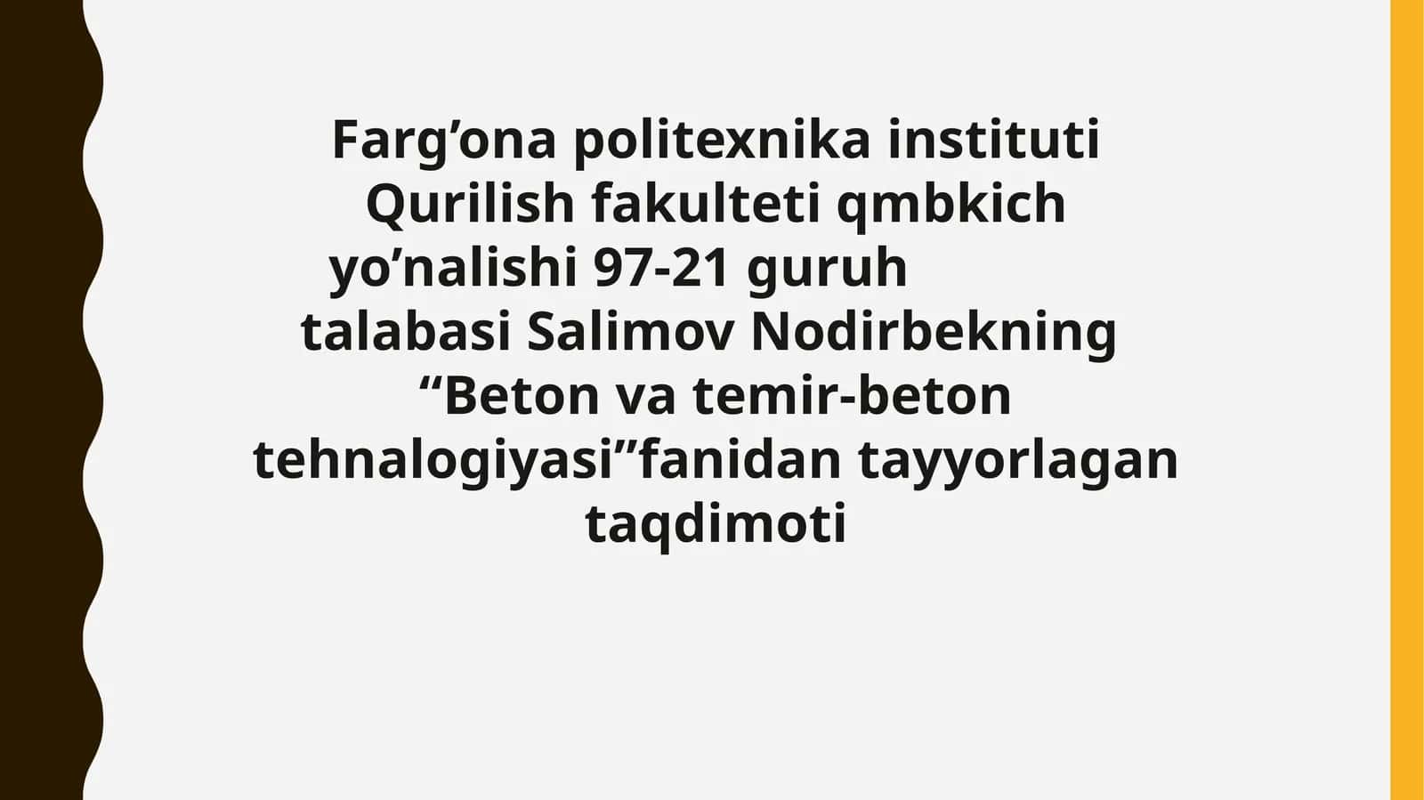 Beton va temir-beton tehnalogiyasi