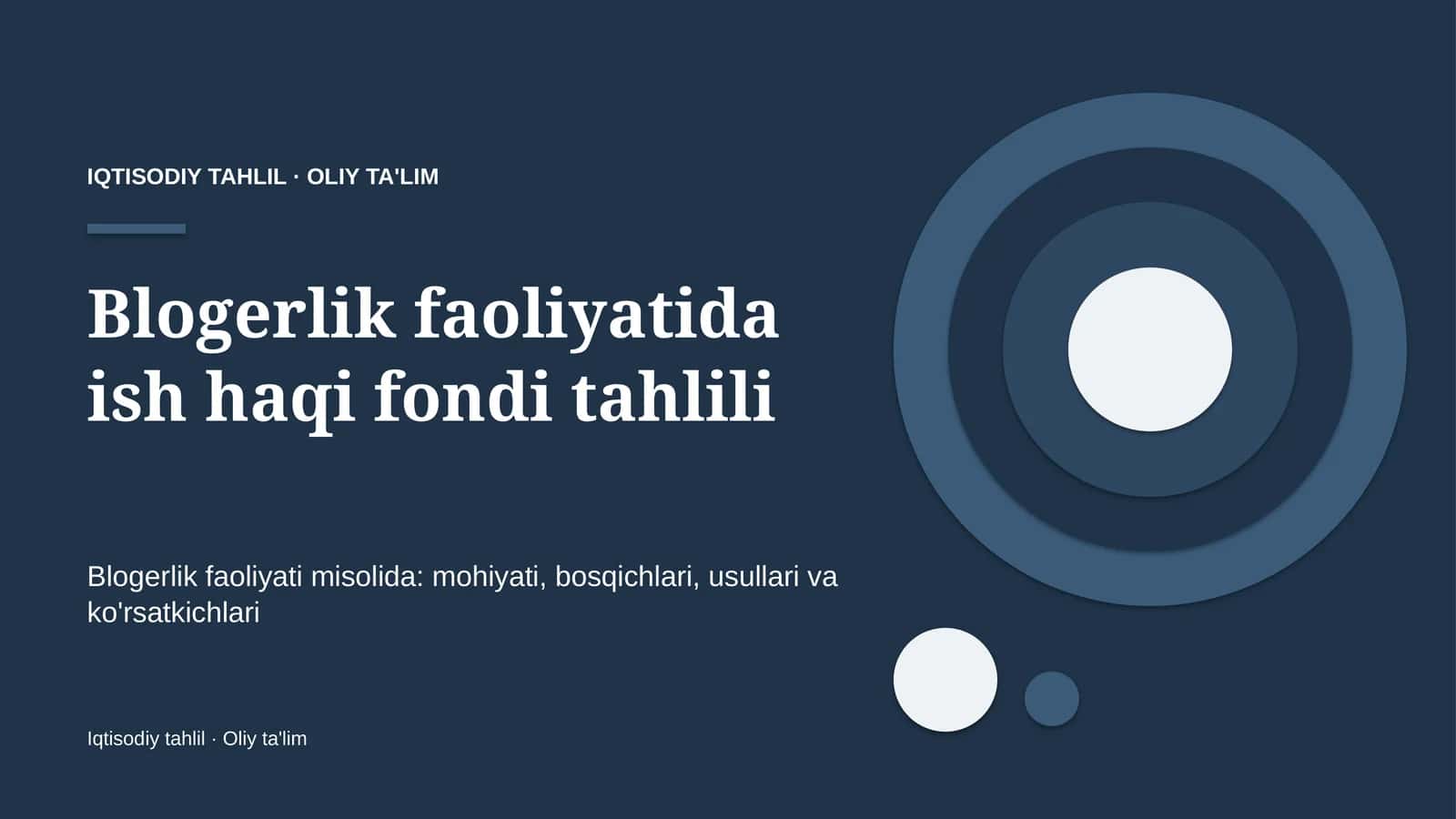 Blogerlik faoliyatida ish haqi fondi tahlili