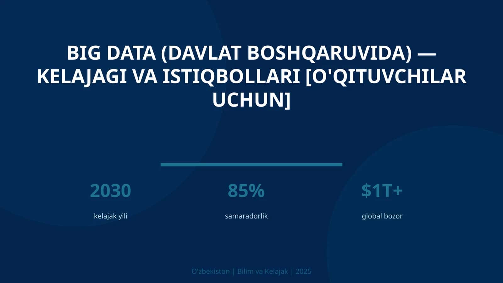 BIG DATA (DAVLAT BOSHQARUVIDA) — KELAJAGI VA ISTIQBOLLARI [O'QITUVCHILAR UCHUN]