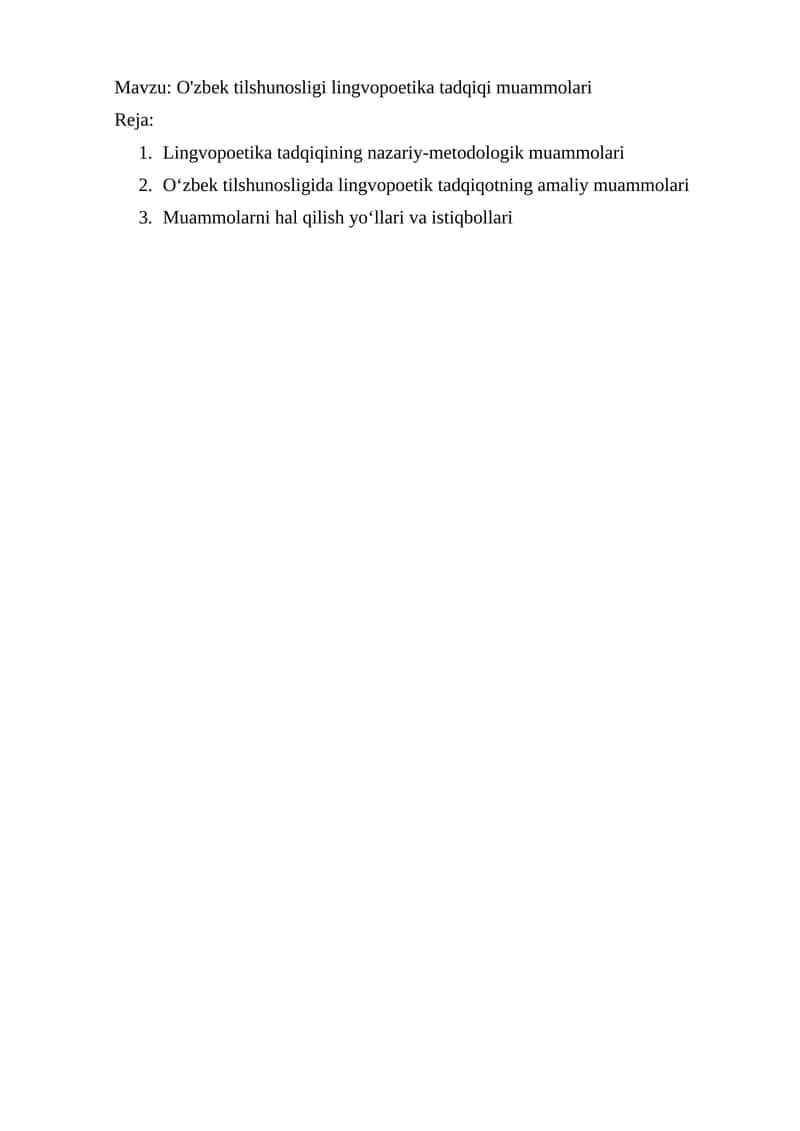 O'zbek tilshunosligi lingvopoetika tadqiqi