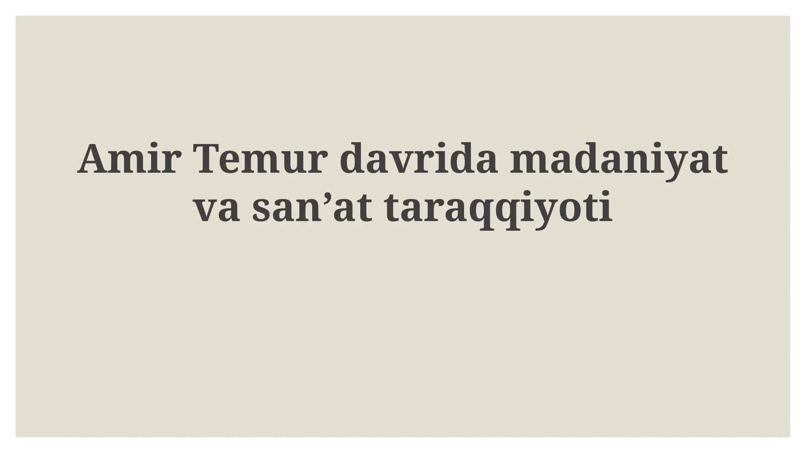Temuriylar madaniyatining merosi