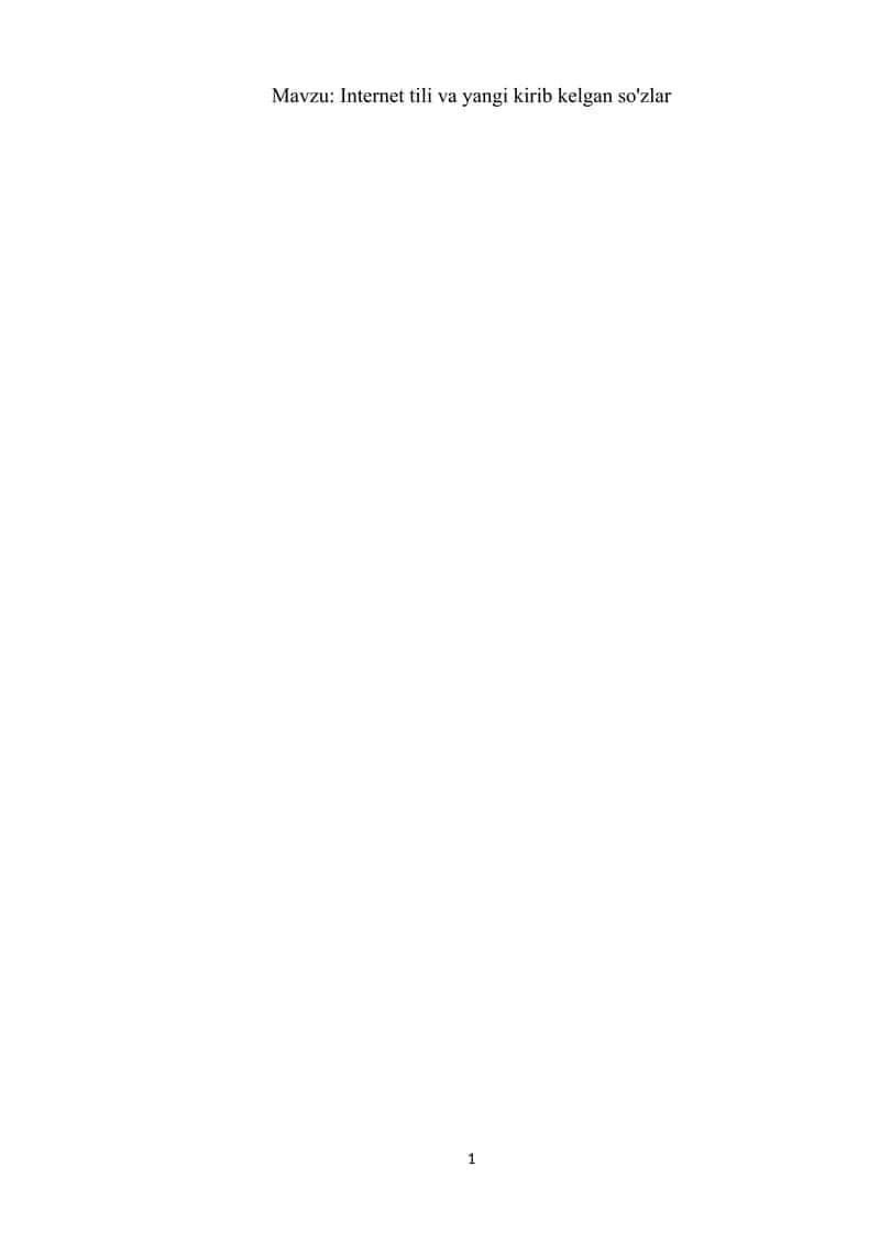 Internet tili va yangi kirib kelgan so'zlar