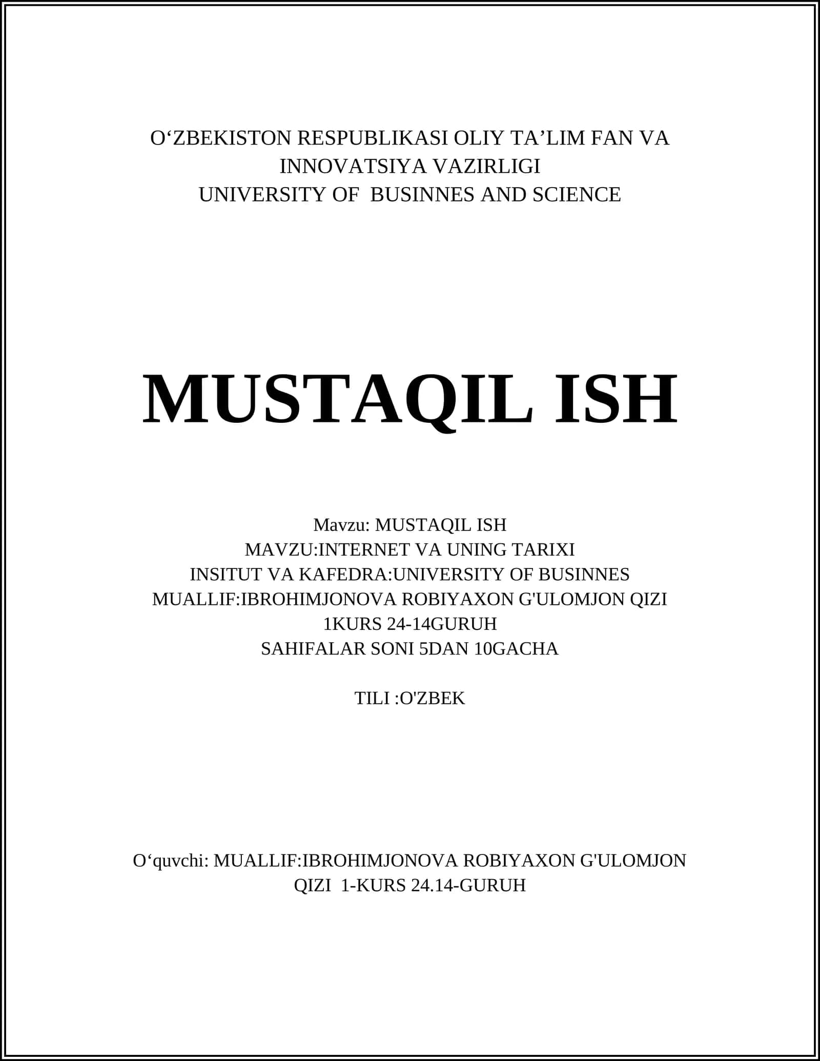 MUSTAQIL ISH