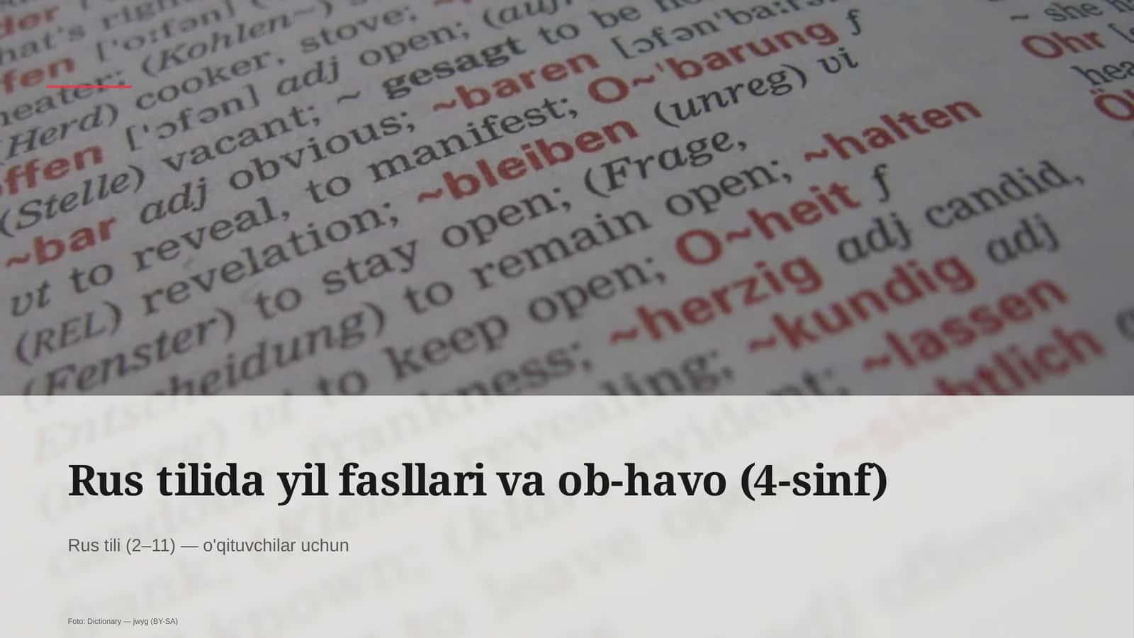 Rus tilida yil fasllari va ob-havo (4-sinf)