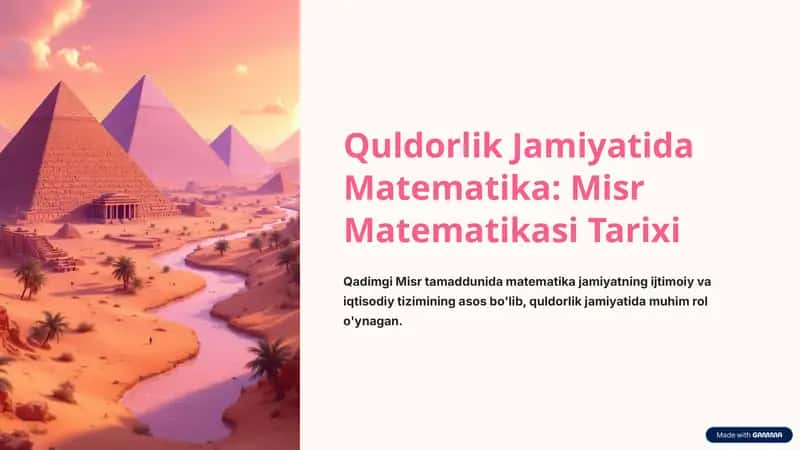 Quldorlik Jamiyatida Matematika: Misr Matematikasi Tarixi