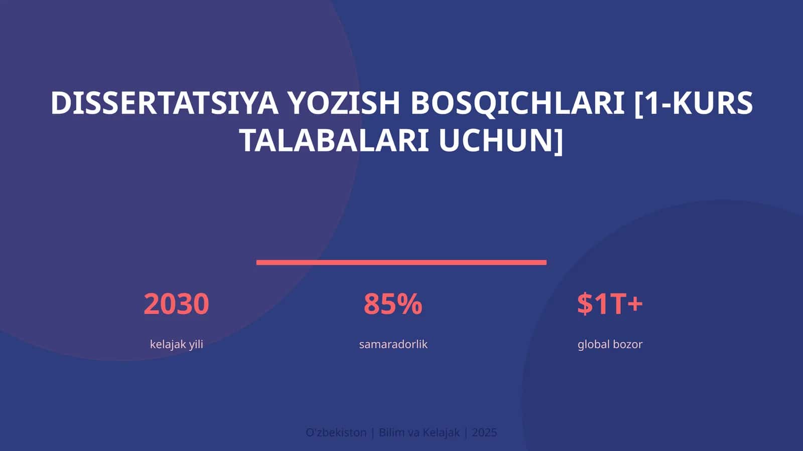 Dissertatsiya yozish bosqichlari [1-kurs talabalari uchun]