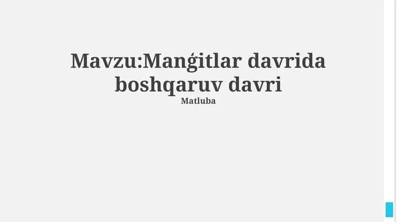 Manģitlar davrida boshqaruv davri