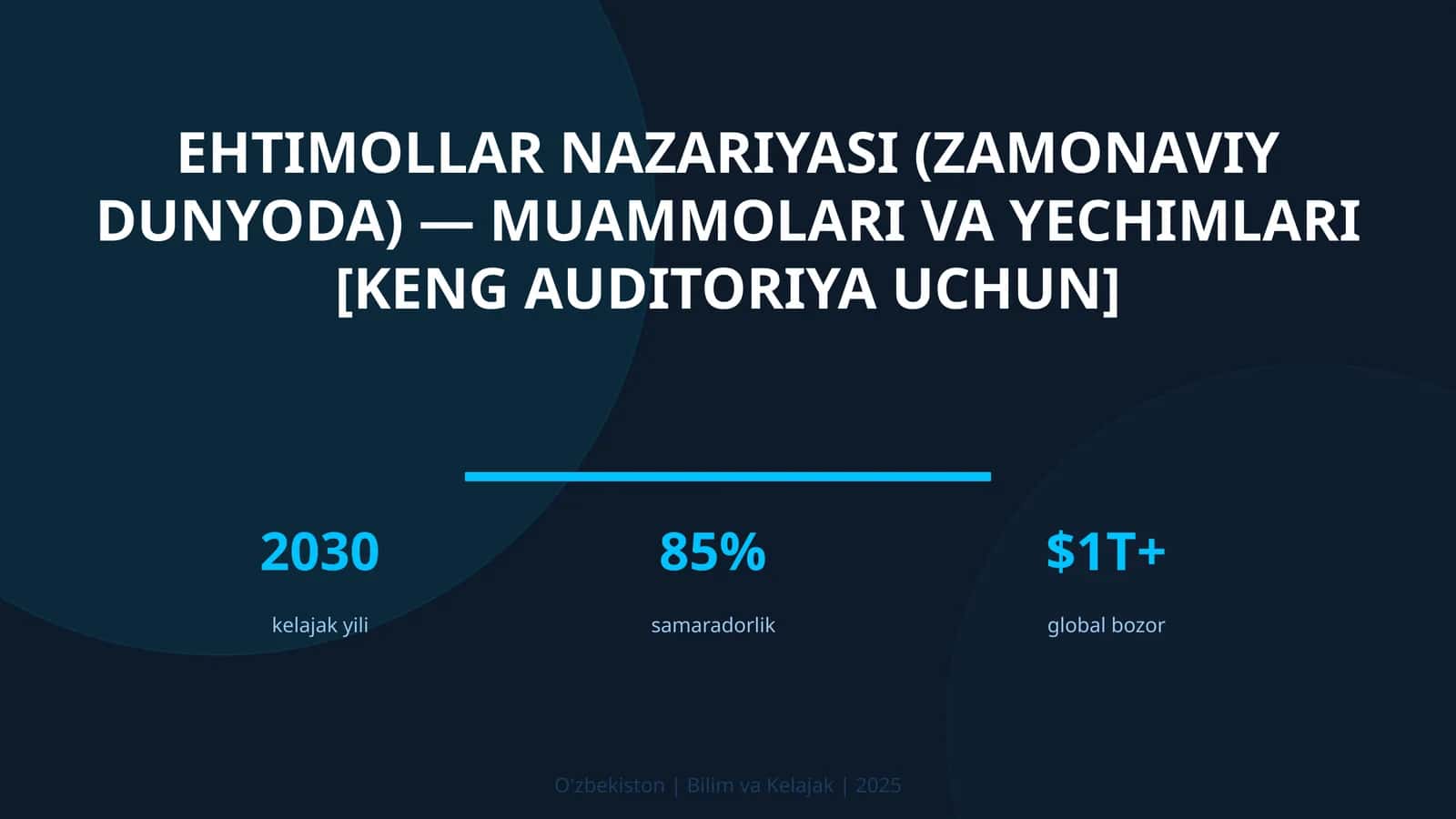 Ehtimollar nazariyasi (zamonaviy dunyoda) — muammolari va yechimlari [keng auditoriya uchun]