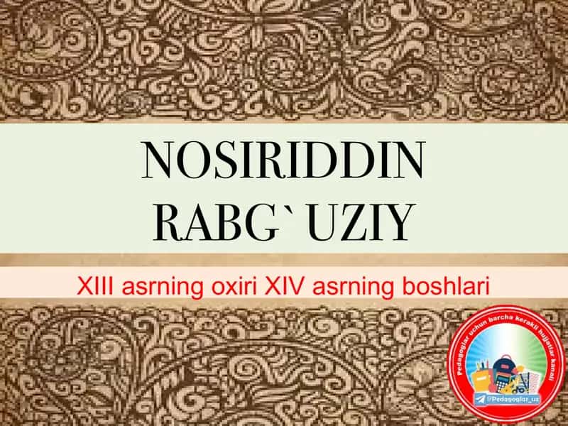 Raabg'uziy hayoti va ijodi