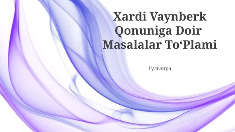 Xardi Vaynberk Qonuniga Doir Masalalar ToʻPlami