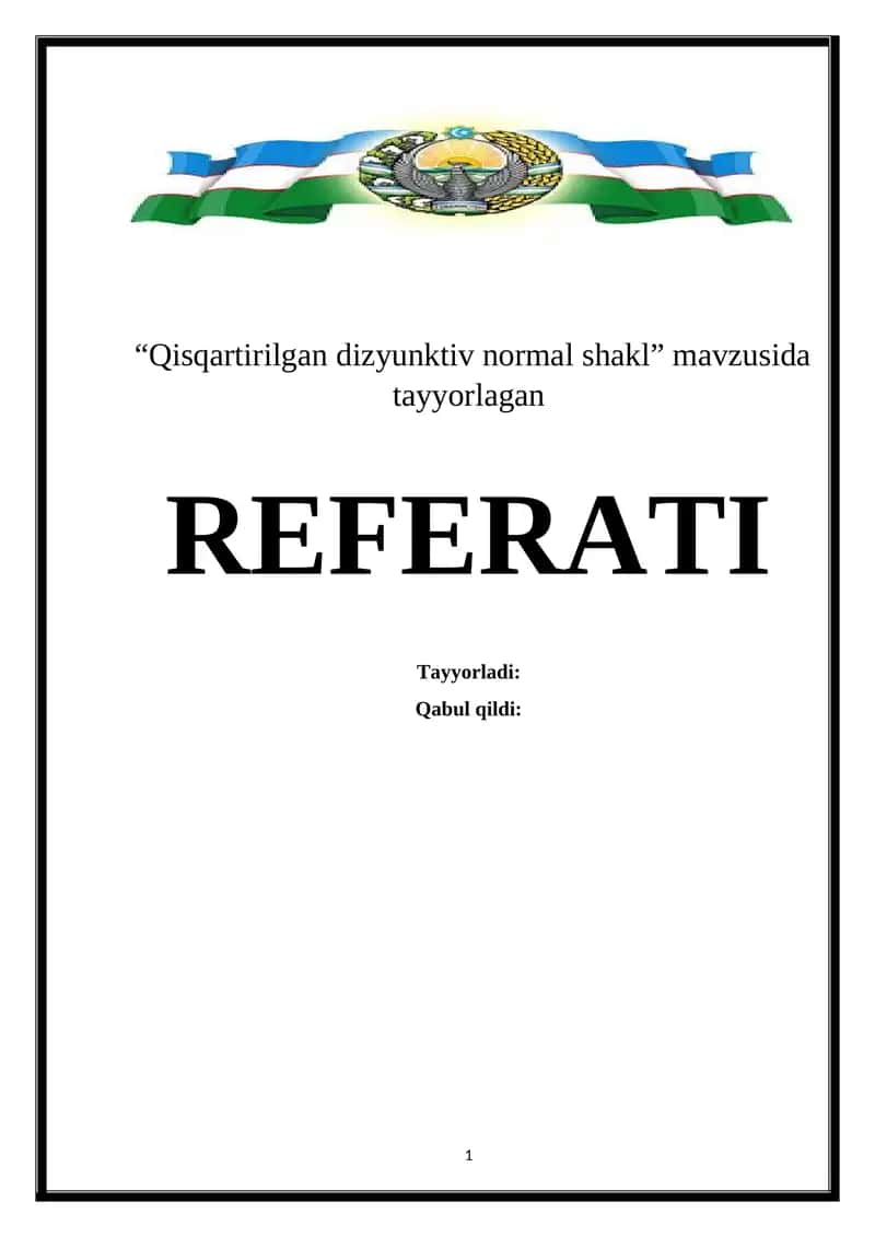 Qisqartirilgan dizyunktiv normal shakl