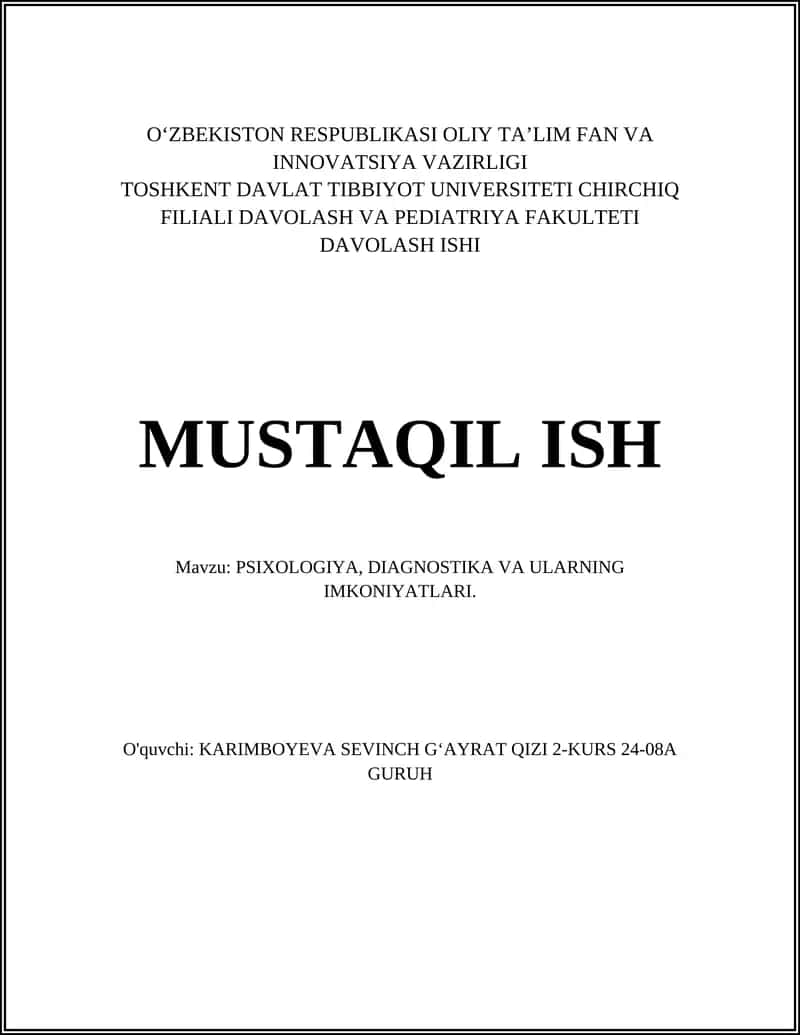 Psixologiya, Diagnostika va Ularning Imkoniyatlari