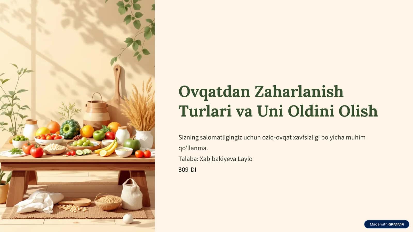 Ovqatdan Zaharlanish Turlari va Uni Oldini Olish