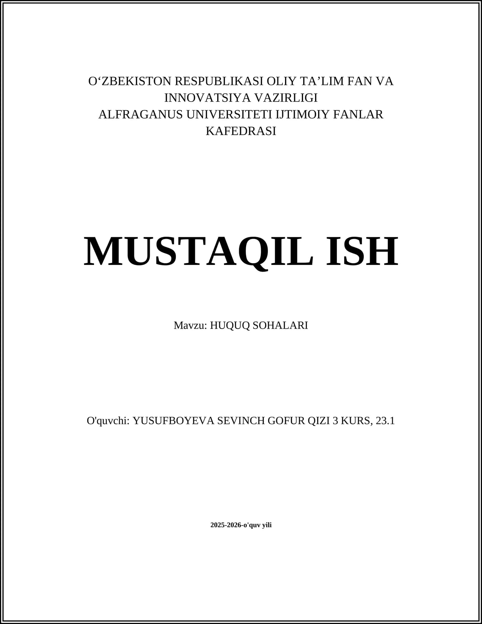 HUQUQ SOHALARI