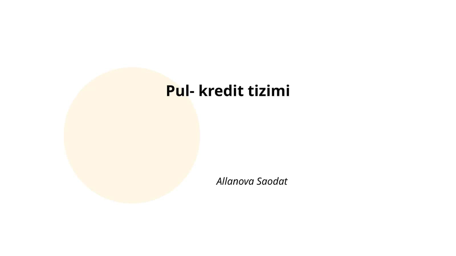 Pul-kredit tizimi