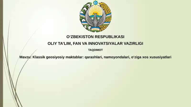 Klassikgeosiyosiymaktablar:qarashlari,namoyondalari,oʻzigaxosxususiyatlari