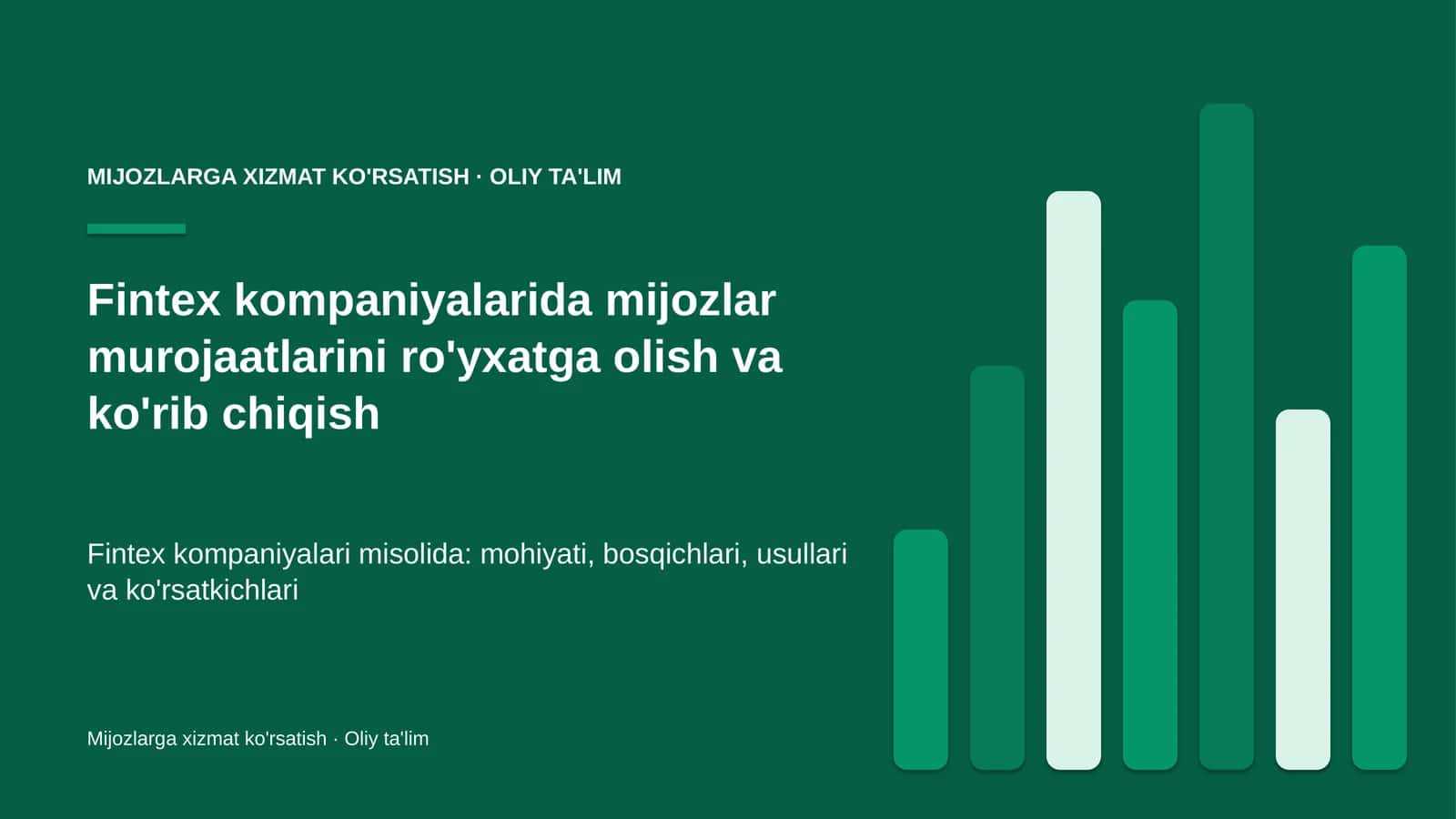 Fintex kompaniyalarida mijozlar murojaatlarini ro'yxatga olish va ko'rib chiqish