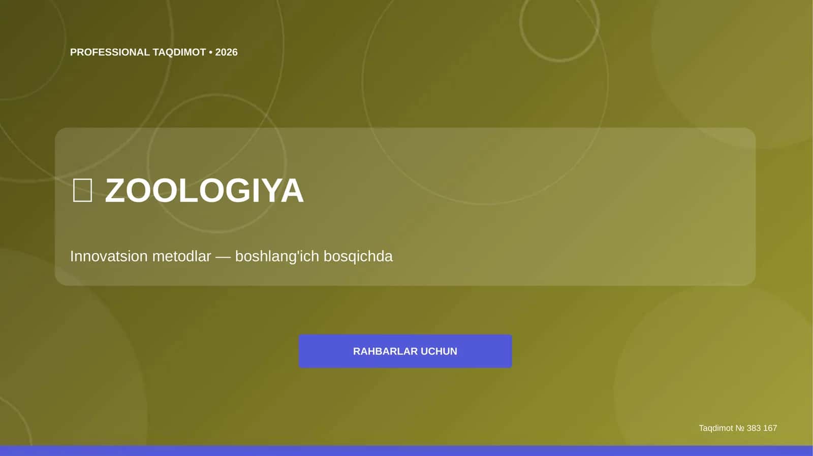 Zoologiya: innovatsion metodlar (boshlang'ich bosqichda)