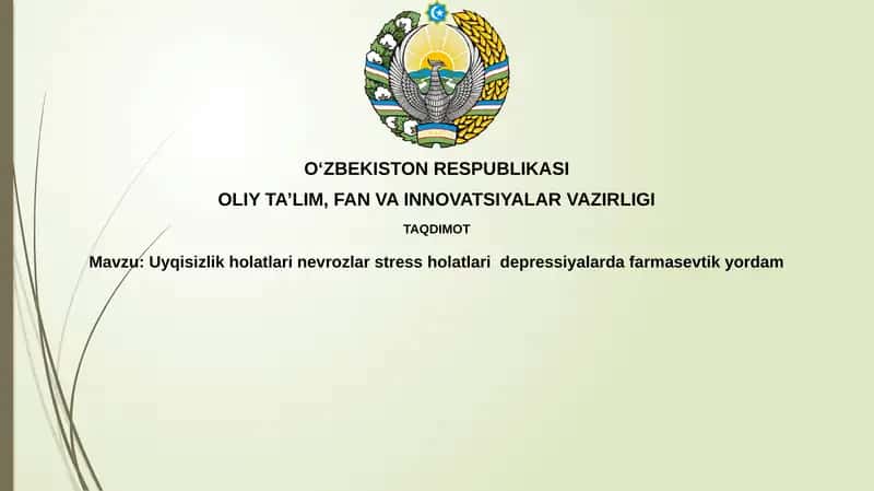 Uyqisizlik, nevroz, stress va depressiya