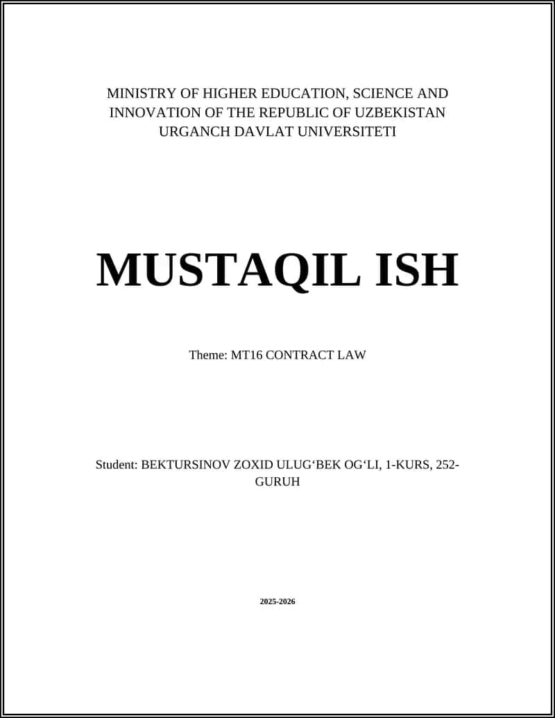 MT16 CONTRACT LAW