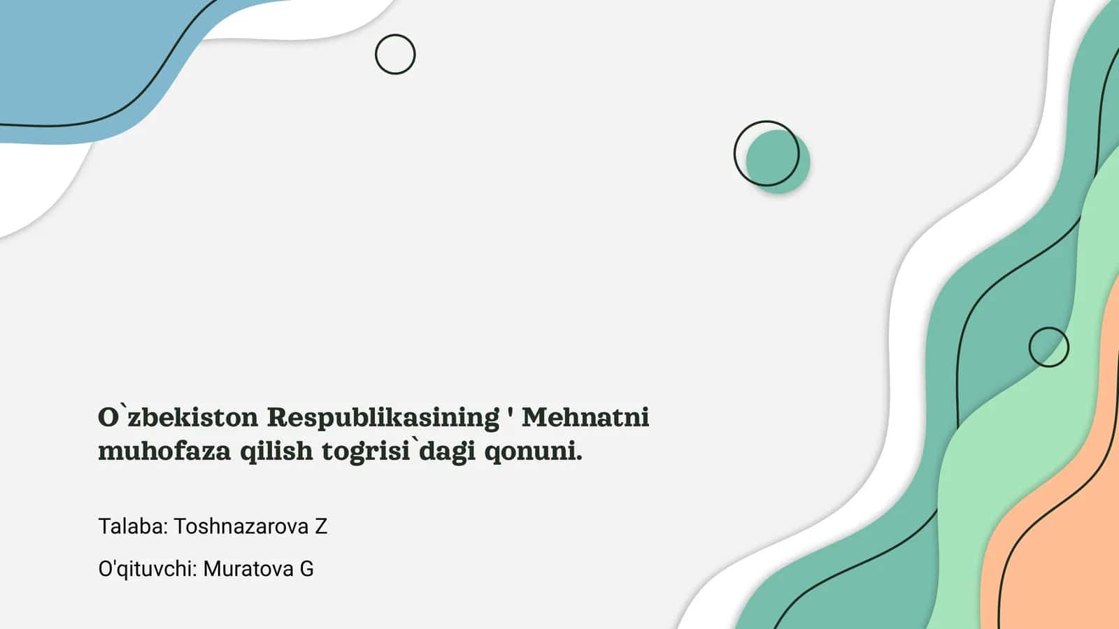 O'zbekiston Respublikasining Mehnatni muhofaza qilish to'g'risidagi qonuni