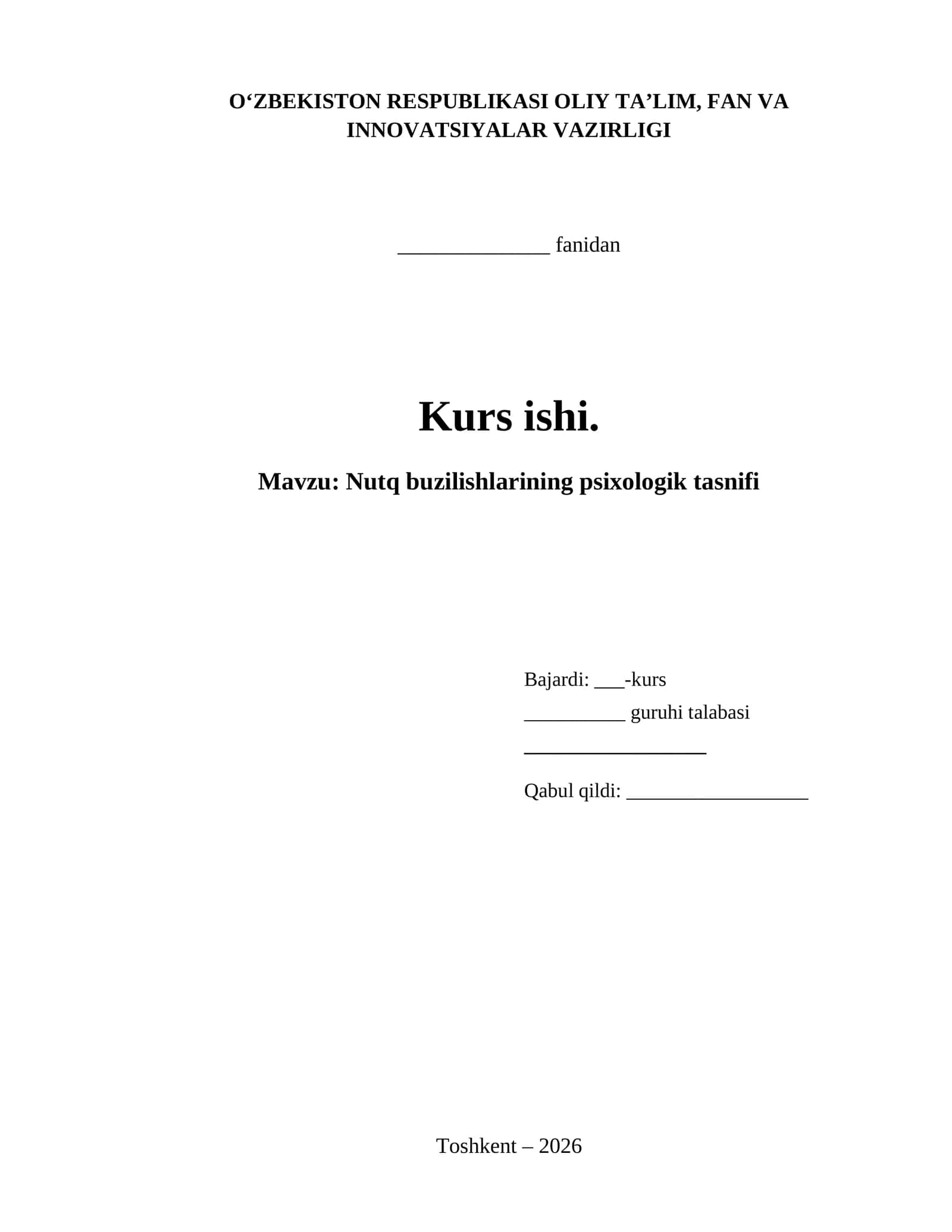 Nutq buzilishlarining psixologik tasnifi