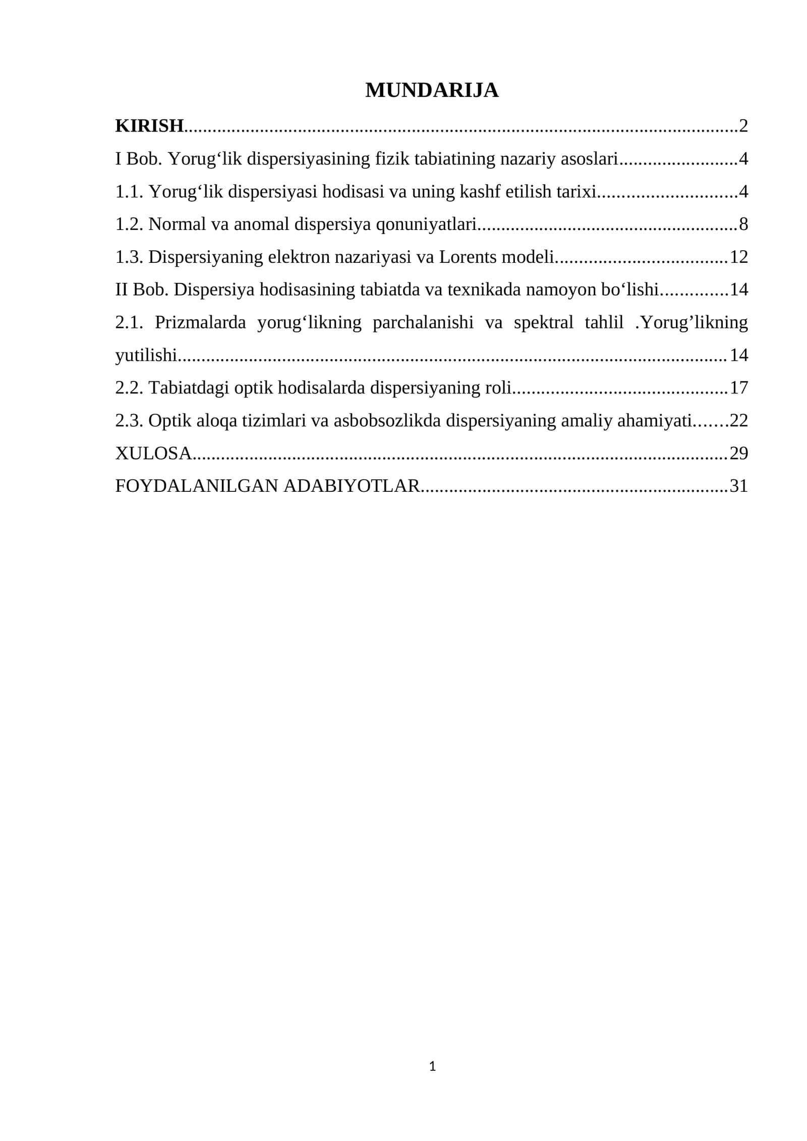 Yorug‘lik dispersiyasining fizik tabiatining nazariy asoslari
