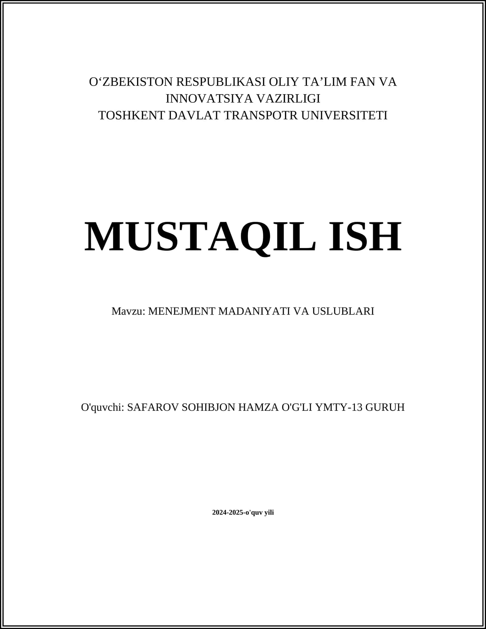 Menejmentning asosiy tamoyillari
