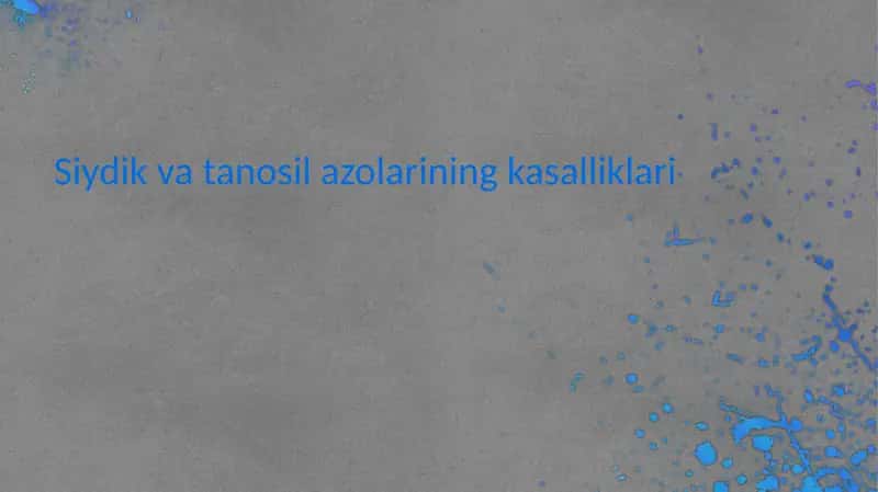 Siydik va tanosil azolarining kasalliklari