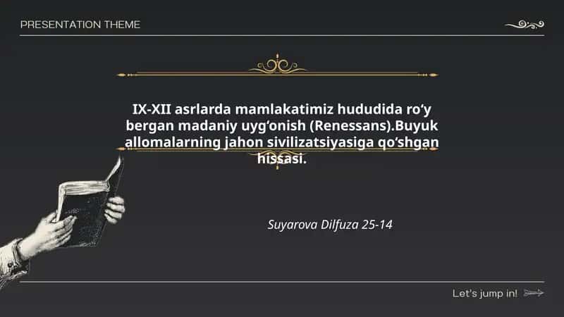 IX-XII asrlarda mamlakatimiz hududida madaniy uyg‘onish (Renessans)ning umumiy xususiyatlari