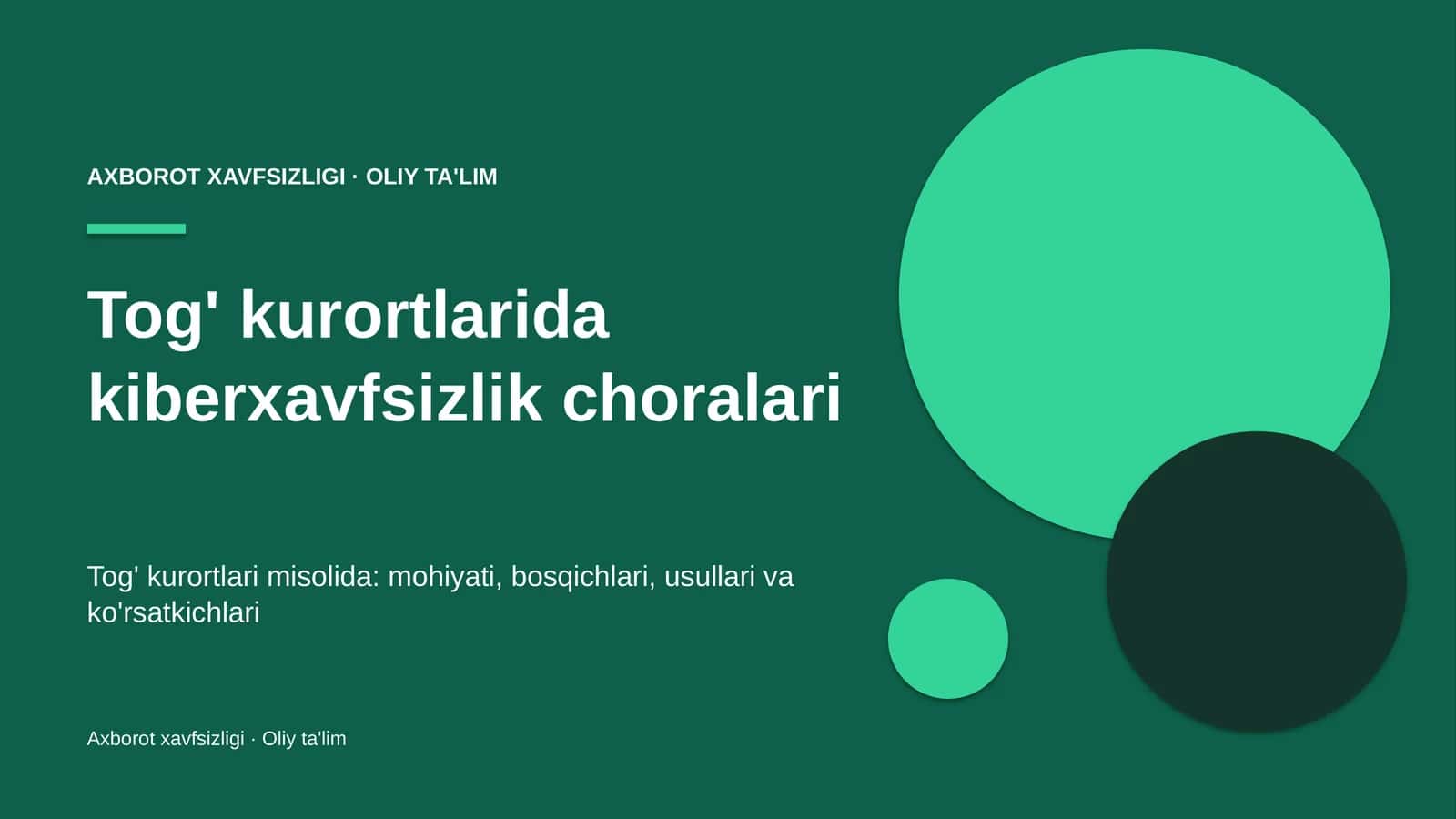 Tog' kurortlarida kiberxavfsizlik choralari