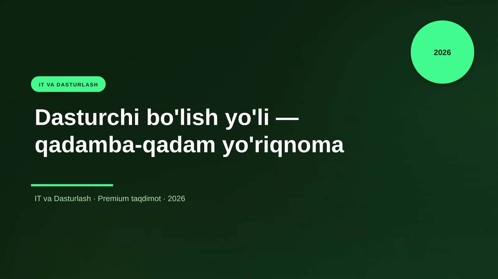Dasturchi bo'lish yo'li — qadamba-qadam yo'riqnoma
