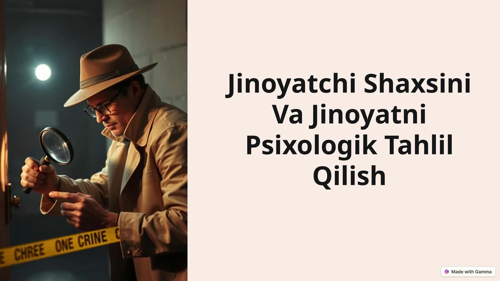 Jinoyatchi Shaxsini Va Jinoyatni Psixologik Tahlil Qilish