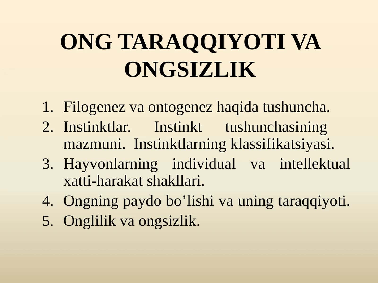 Ong Taraqqiyoti va Ongsizlik