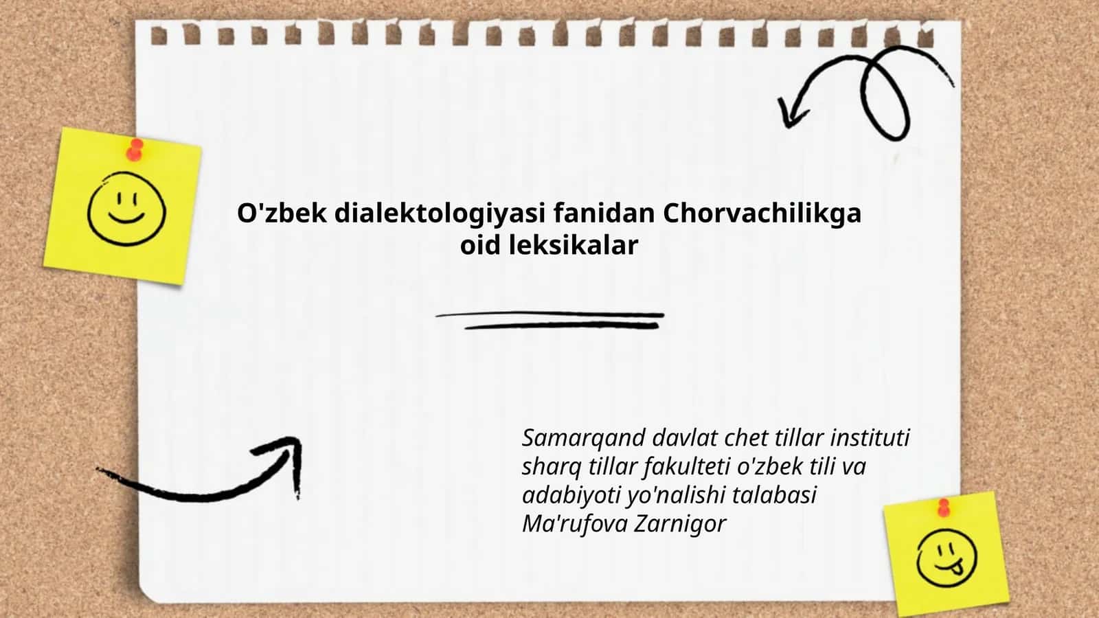 O'zbek dialektologiyasi fanidan Chorvachilikga oid leksikalar