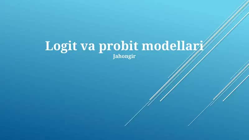 Logit va Probit Modellar