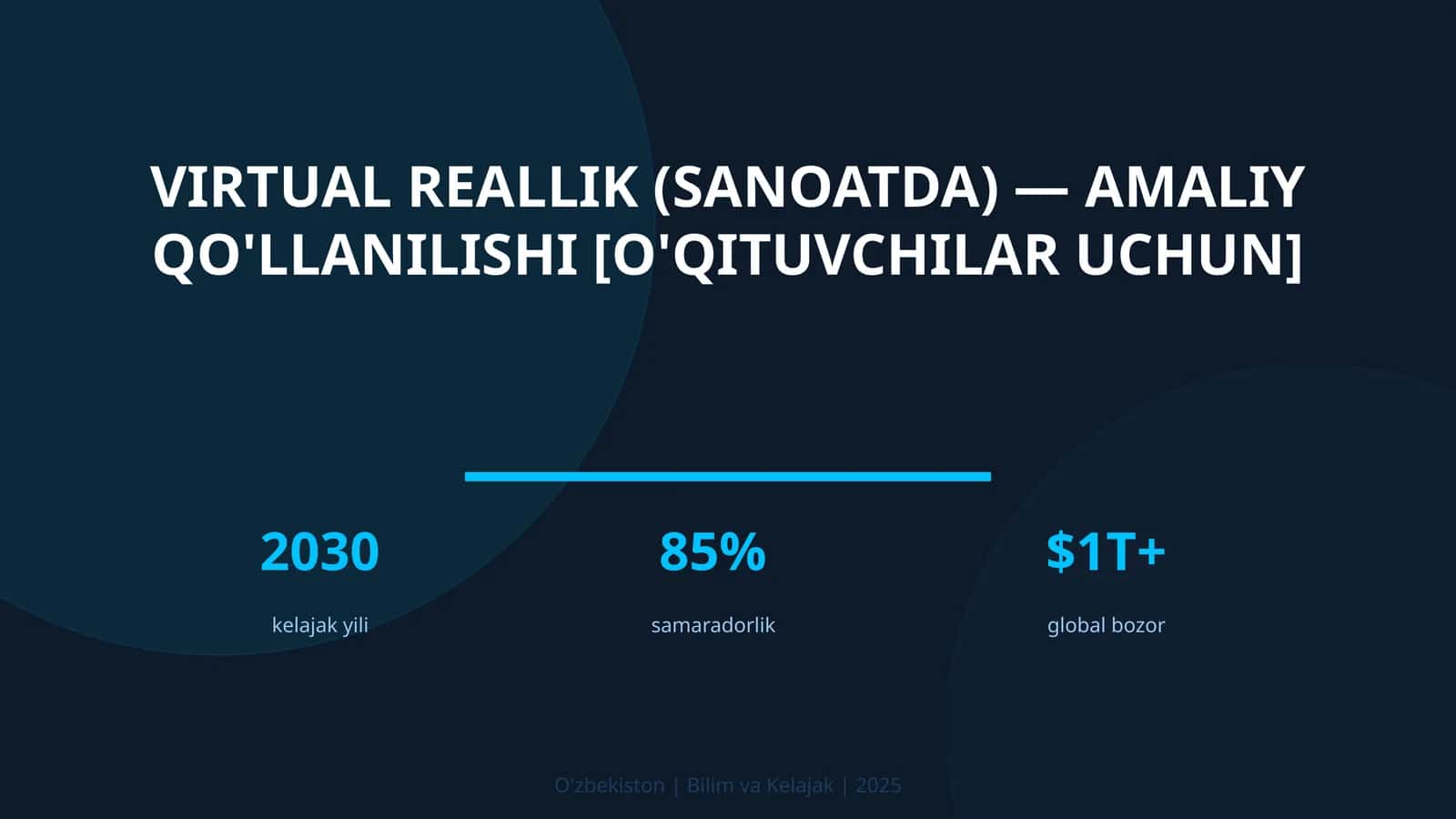 Virtual reallik (sanoatda) — amaliy qo'llanilishi [o'qituvchilar uchun]