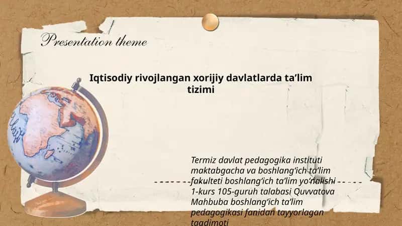 Boshlangʻich taʼlim pedagogikasi fanidan tayyorlagan taqdimot