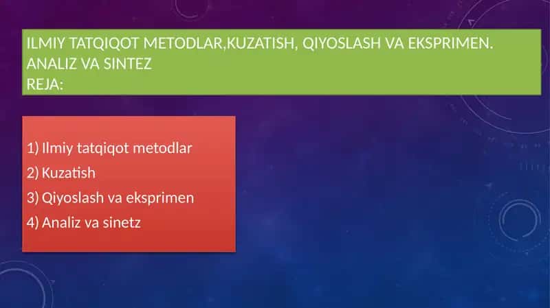Ilmiy Taqiqot Metodlari